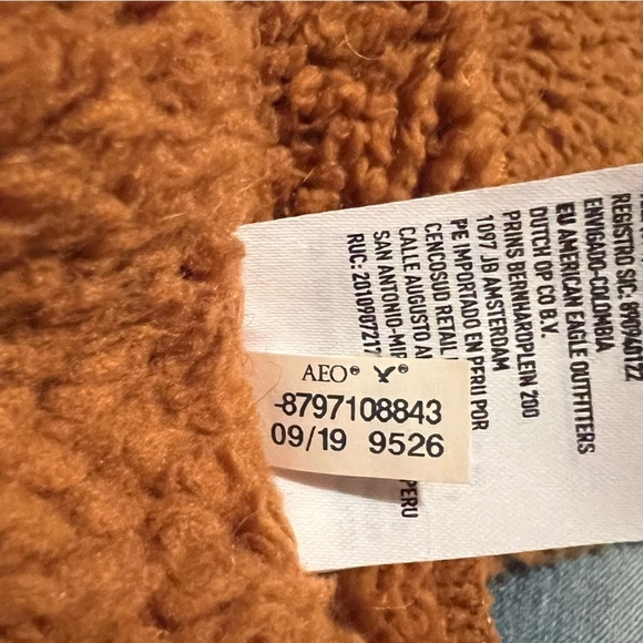 American Eagle Brown Sherpa Hoodie Size Medium - Picture 4 of 9